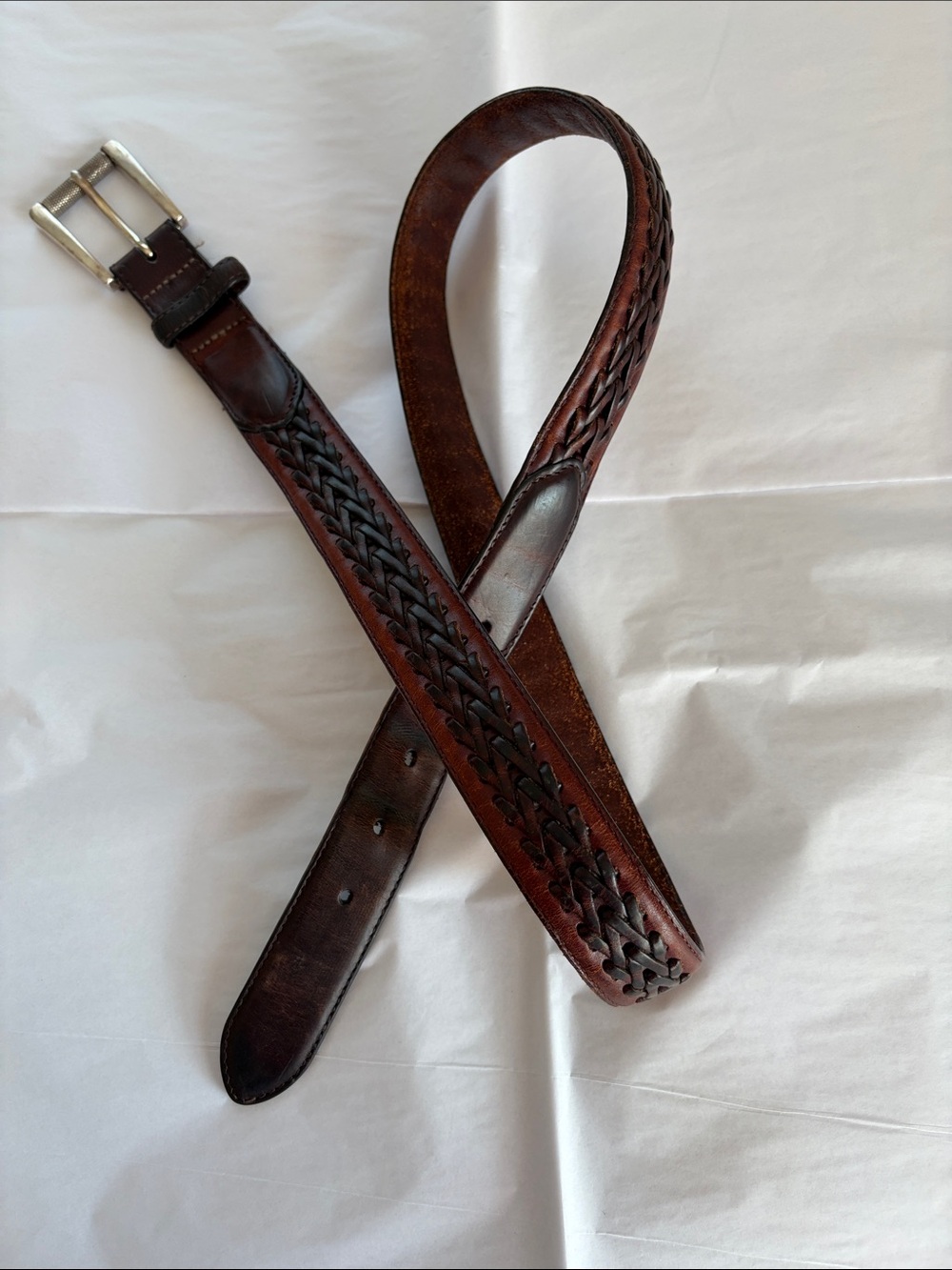 ORVIS Vintage Braided Leather Belt Size 38